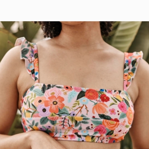 Rifle Paper Co. Other - Rifle Paper Co x Summersalt Garden Party Pink Floral Ruffle Bikini Top